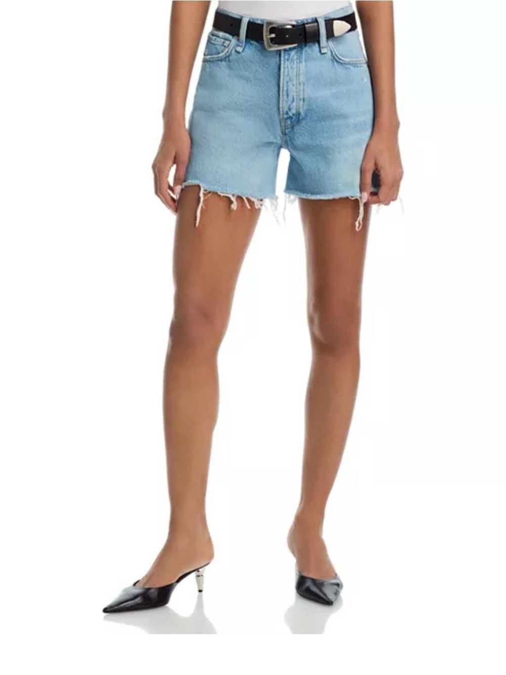 Rag & Bone light wash Frayed Hem Denim Shorts